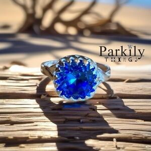 Handcrafted sparkly ring made with Swarovski crystal size 7